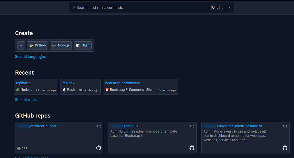 replit dashboard