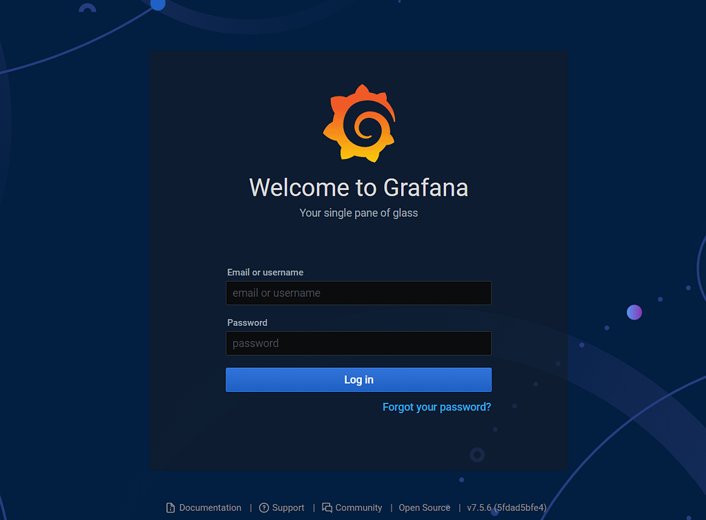 grafana main page