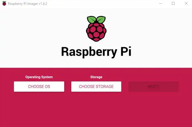 Raspberry Pi Imager Main GUI